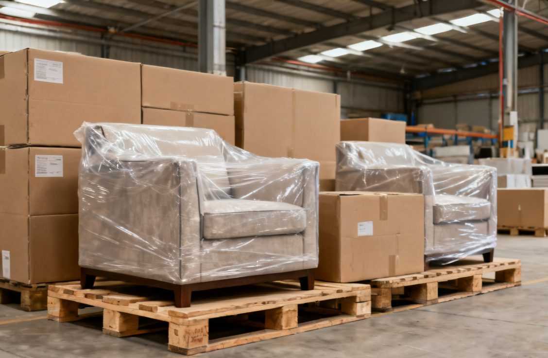 Packed furniture ready for shipping