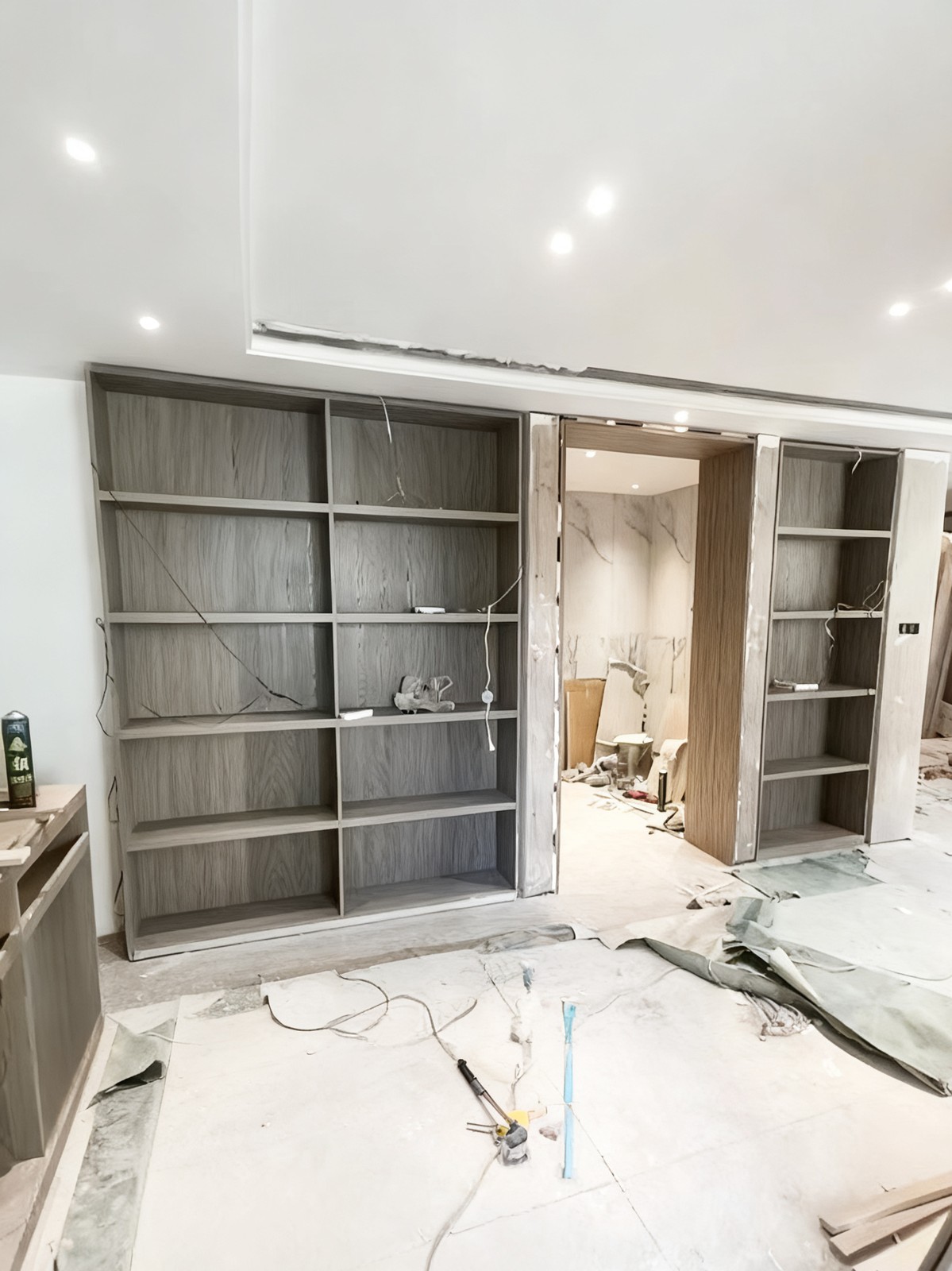 Custom entry cabinet with sliding door