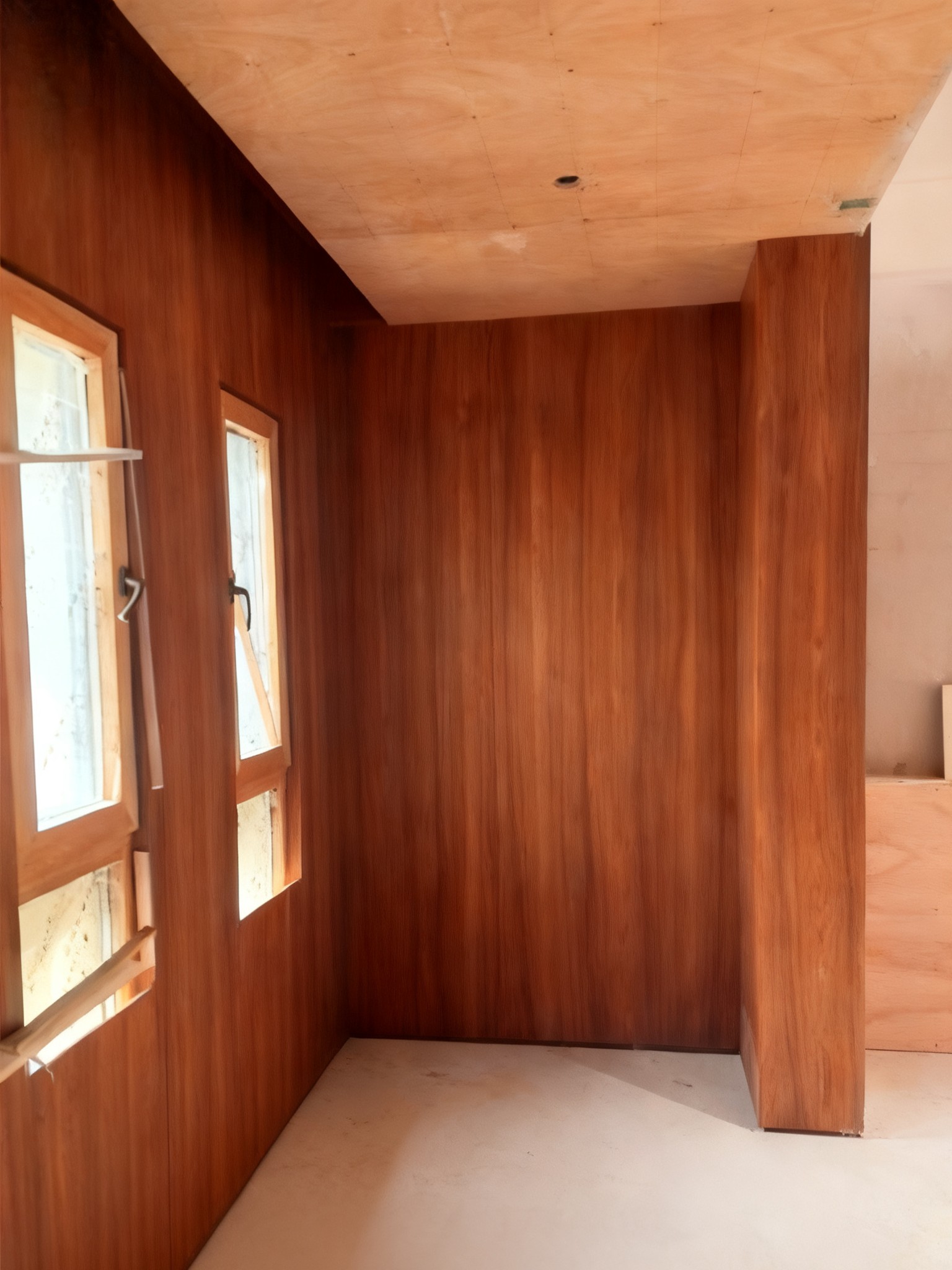 Boy's bedroom wood wall panelling