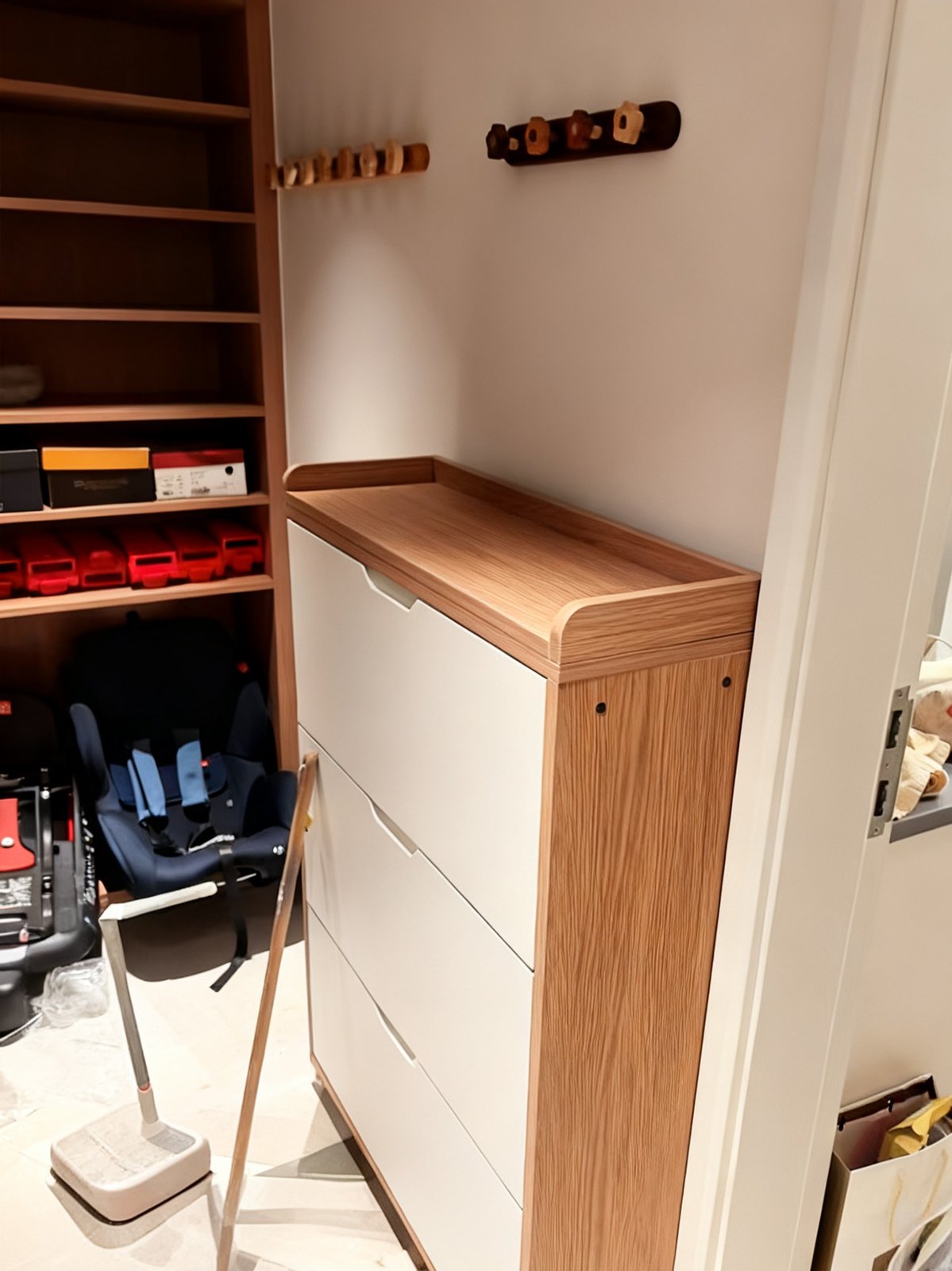 Entry: custom shoe cabinet and storage cabinet unit