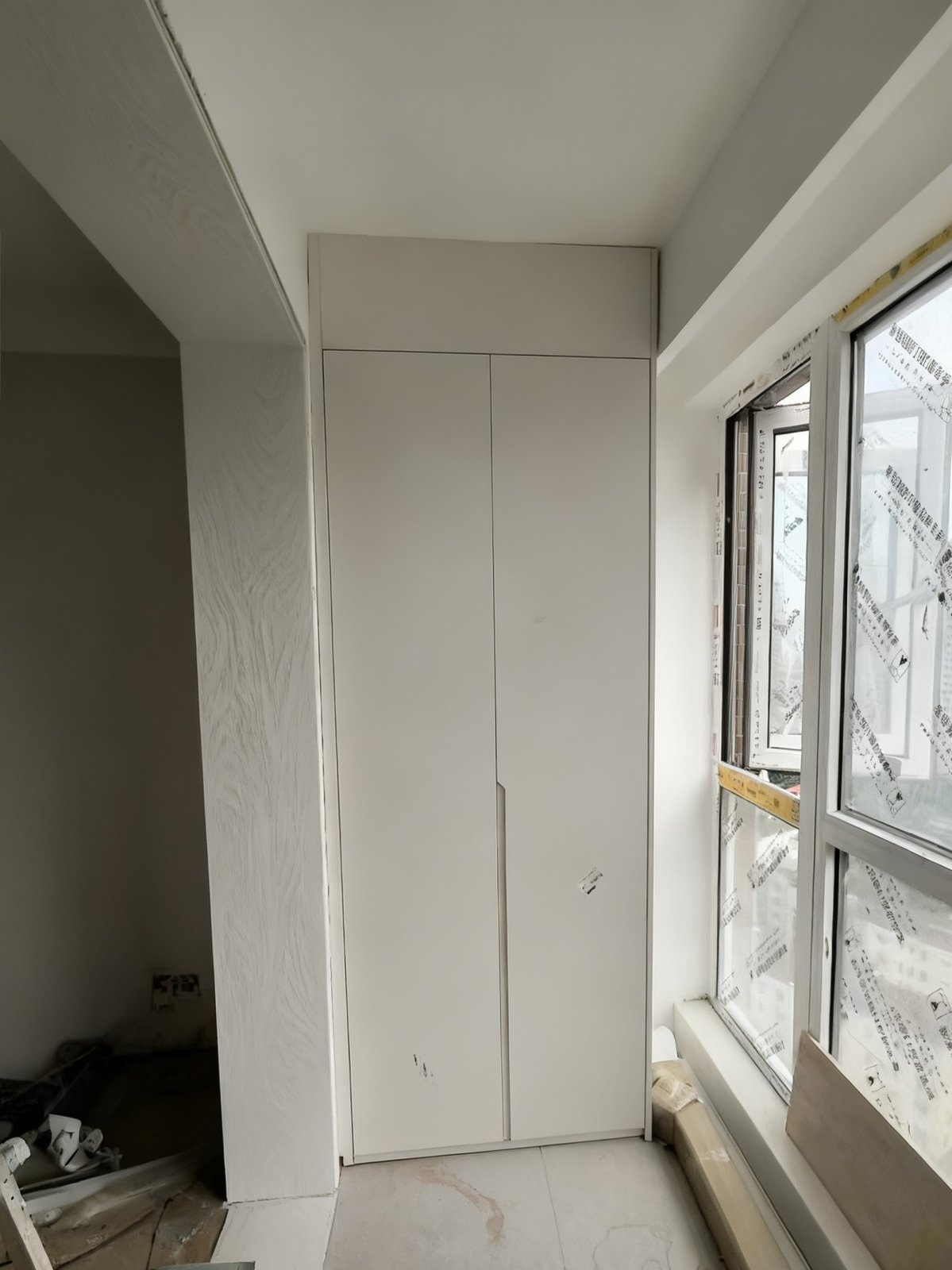 Balcony: white custom balcony cabinet